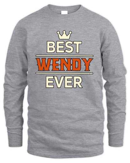 Best Your Name With Crown Shirt WENDY M1-59 / Men's Long Sleeved T-Shirt / sport grey
