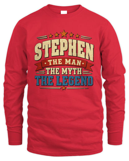 The Man The Myth The Legend Ribbon Vintage T-Shirt STEPHEN M1-56 / Men's Long Sleeved T-Shirt / red