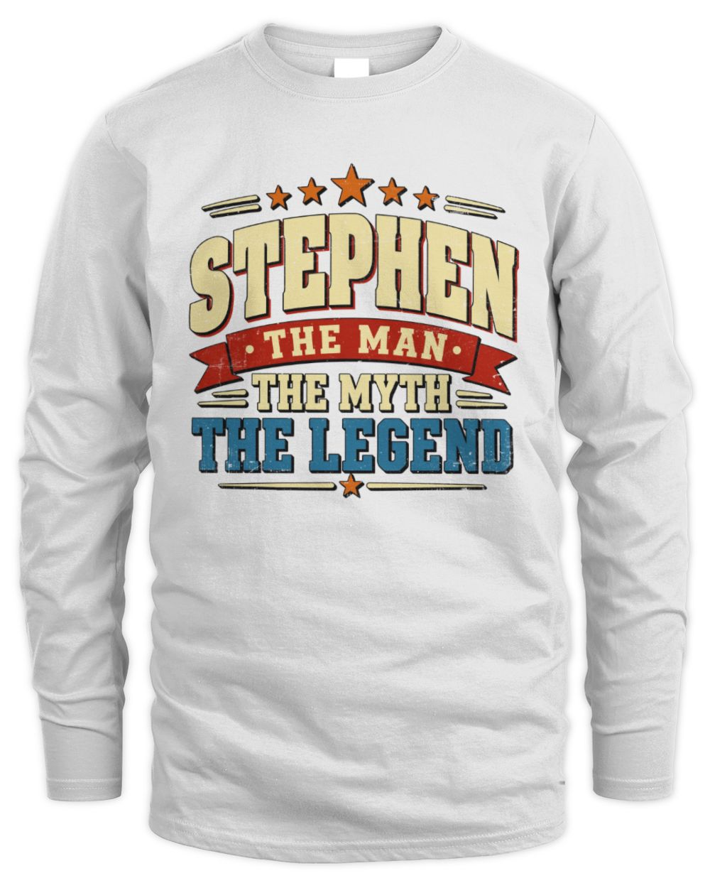 The Man The Myth The Legend Ribbon Vintage T-Shirt STEPHEN M1-56 / Men's Long Sleeved T-Shirt / white