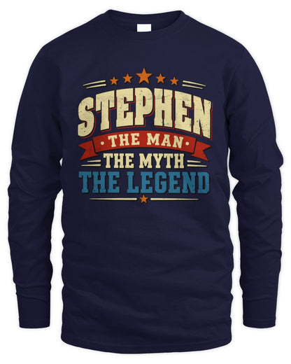 The Man The Myth The Legend Ribbon Vintage T-Shirt STEPHEN M1-56 / Men's Long Sleeved T-Shirt / navy