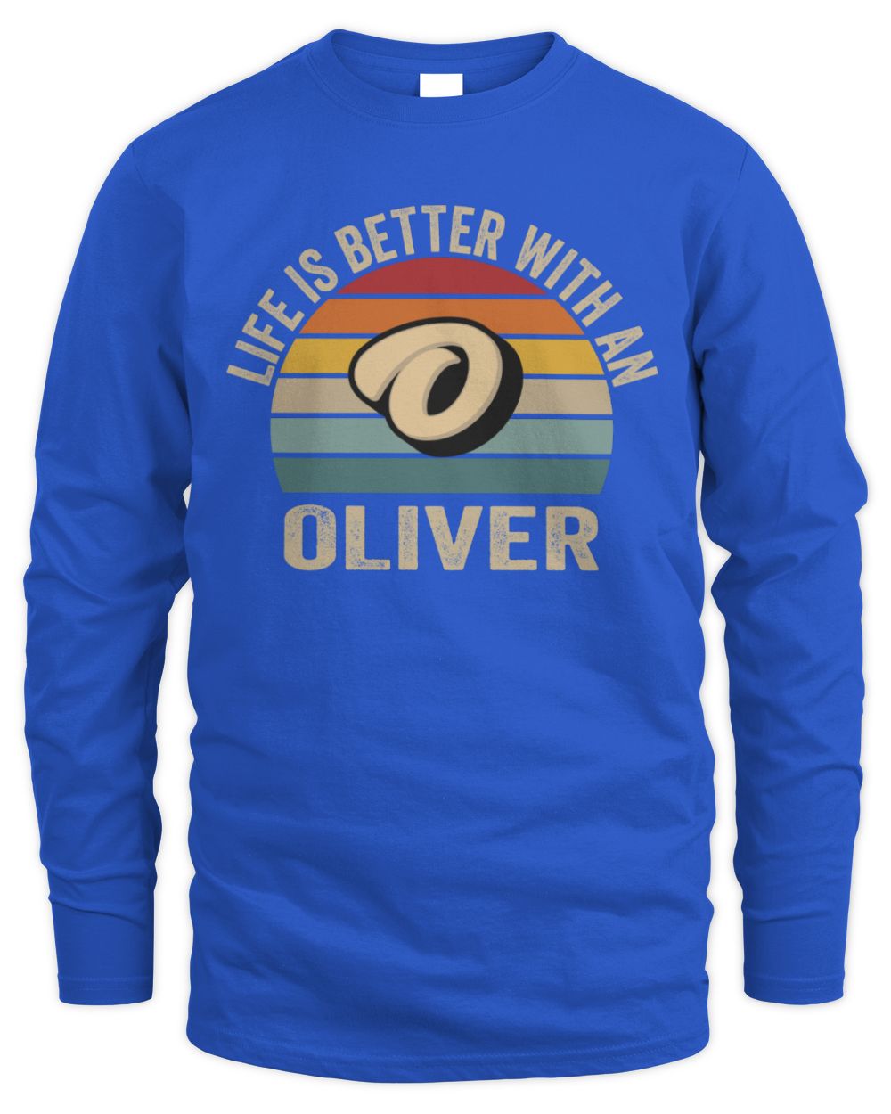 Life Is Better with Name Vintage Sun Shirt OLIVER M1-50 / Men's Long Sleeved T-Shirt / royal