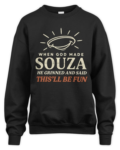 When God Made Your Name Funny Western T-Shirt T-Shirt SOUZA M1-S82 / Unisex Sweatshirt / black