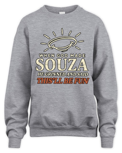 When God Made Your Name Funny Western T-Shirt T-Shirt SOUZA M1-S82 / Unisex Sweatshirt / sport grey
