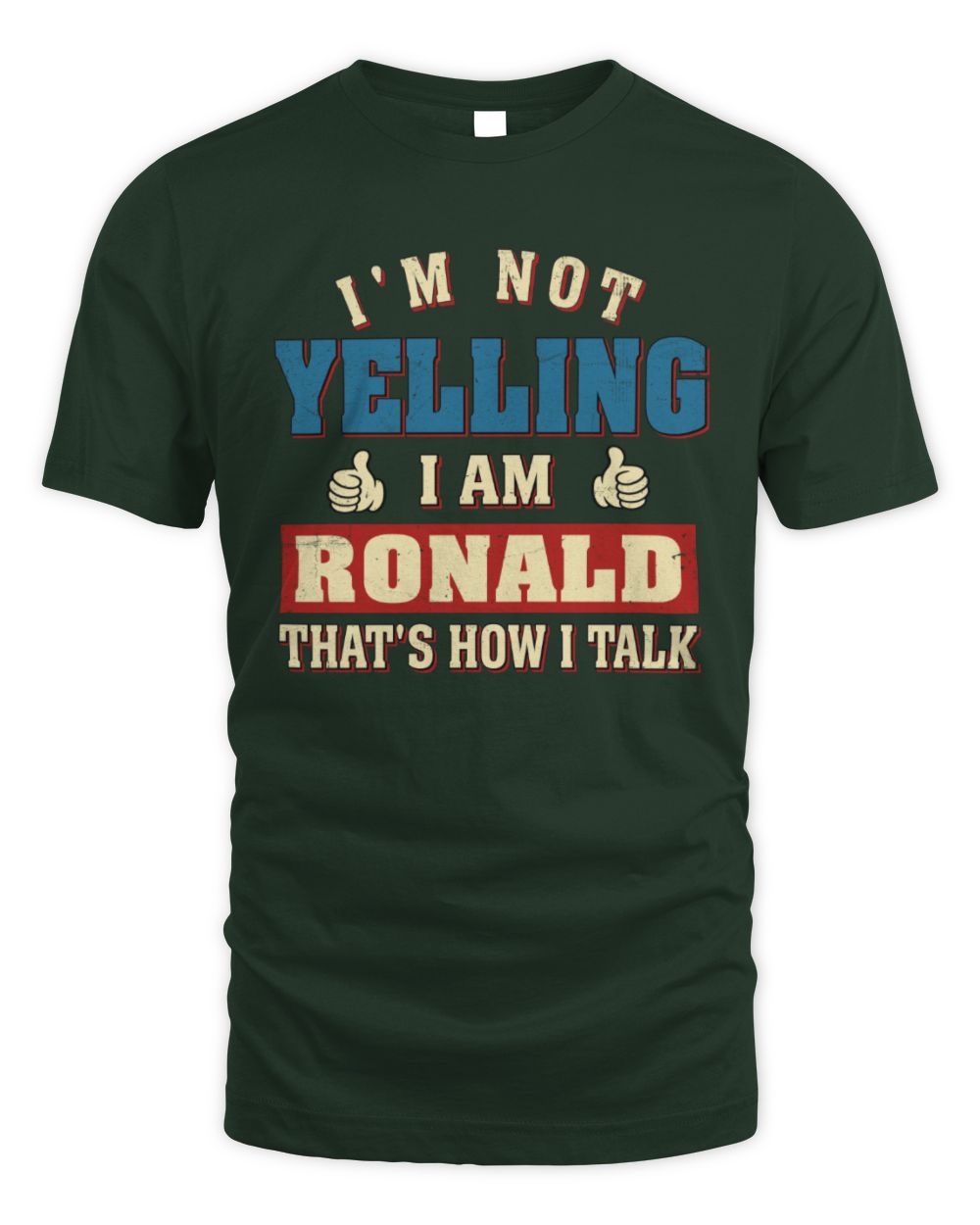 I'm Not Yelling I'm Name That's How I Talk Shirt RONALD M1-67 / Unisex Standard T-Shirt / forest green