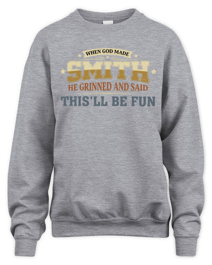 When God Made Your Name Funny Heritage T-Shirt SMITH M1-80 / Unisex Sweatshirt / sport grey
