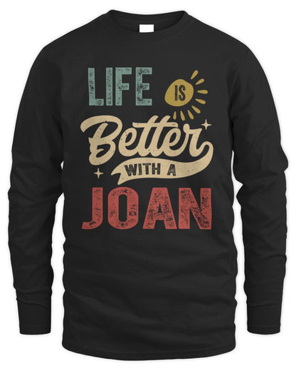 Life Is Better With a Name Personalized Retro T-Shirt JOAN-48 / Men's Long Sleeved T-Shirt / black