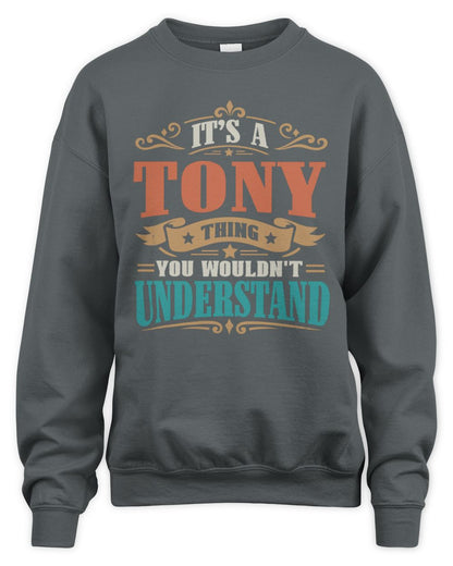 It’s a Name Thing Personalized Retro T-Shirt TONY M1-47 / Unisex Sweatshirt / charcoal