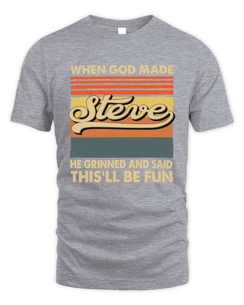 When God Made Your Name He Grinned Vintage T-Shirt STEVE M1-55 / Unisex Standard T-Shirt / sport grey