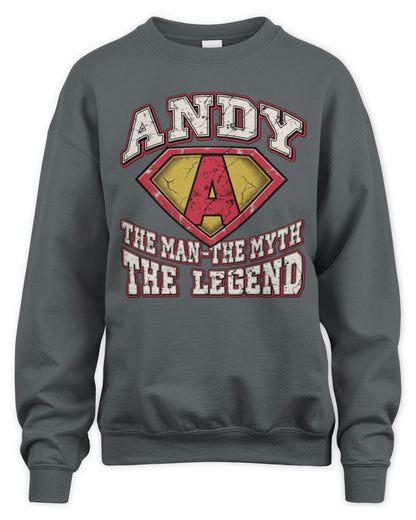 The Man The Myth The Legend Superman Graphic T-Shirt ANDY M1-74 / Unisex Sweatshirt / charcoal
