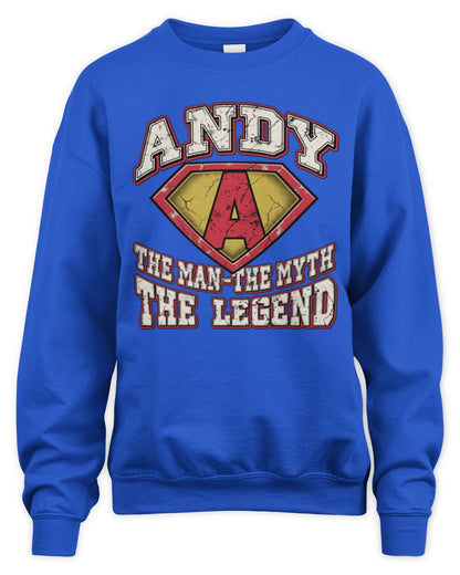 The Man The Myth The Legend Superman Graphic T-Shirt ANDY M1-74 / Unisex Sweatshirt / royal