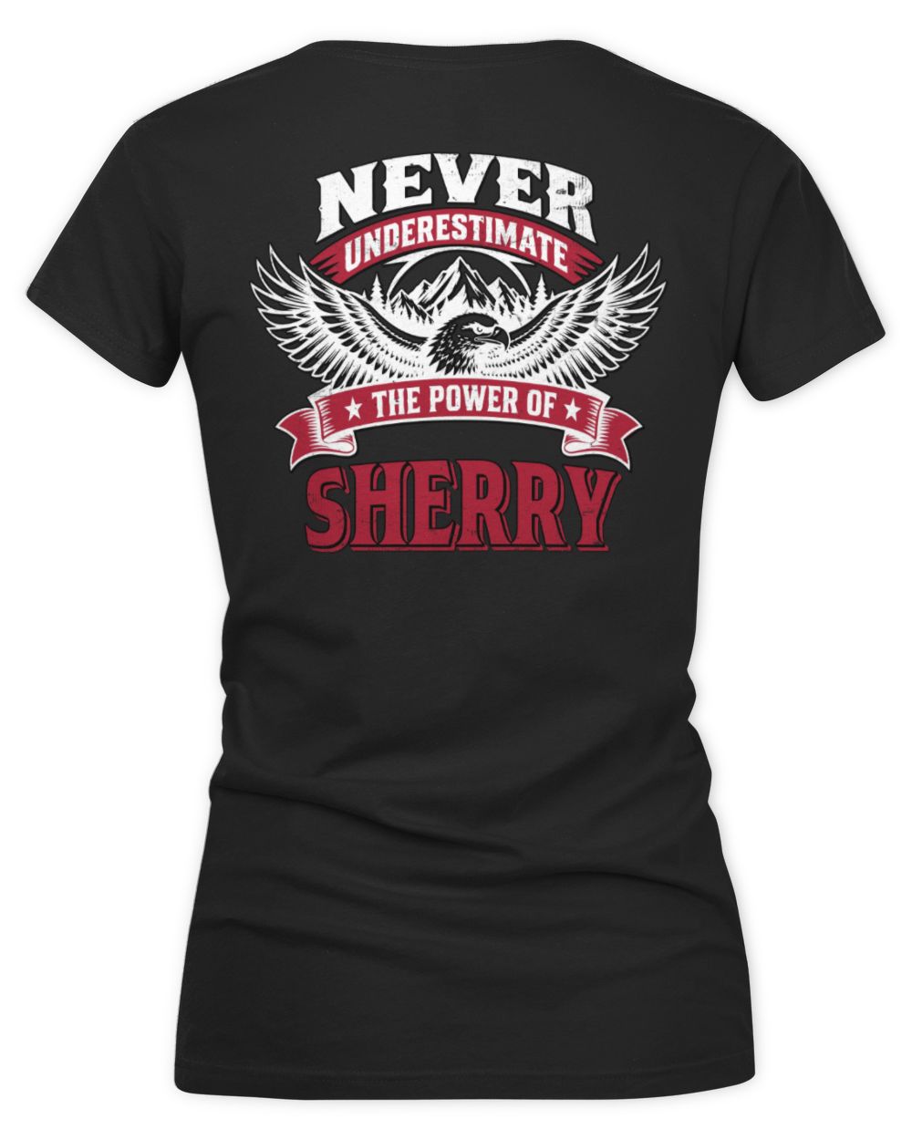 Never Underestimate Your Name Eagle Mountain Shirt SHERRY M1-61 / Women's V-Neck T-Shirt / black