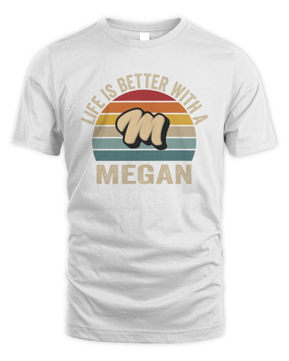 Life Is Better with Name Vintage Sun Shirt MEGAN M1-50 / Unisex Standard T-Shirt / white