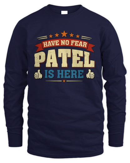 Have No Fear Your Name Is Here Cool Graphic T-Shirt PATEL M1-71 / Men's Long Sleeved T-Shirt / navy