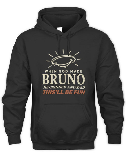 When God Made Your Name Funny Western T-Shirt T-Shirt BRUNO M1-S82 / Unisex Hoodie / black