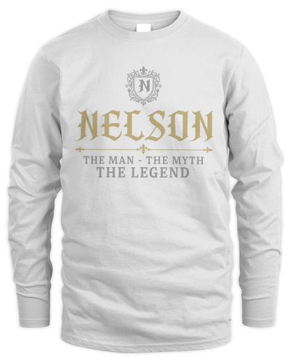 The Man The Myth The Legend Western Shirt NELSON M1-78 / Men's Long Sleeved T-Shirt / white