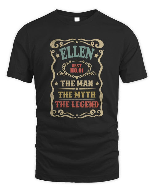 The Man The Myth The Legend Vintage Gold Wine Shirt ELLEN M1-52 / Unisex Standard T-Shirt / black
