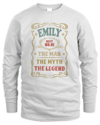 The Man The Myth The Legend Vintage Gold Wine Shirt EMILY M1-52 / Men's Long Sleeved T-Shirt / white