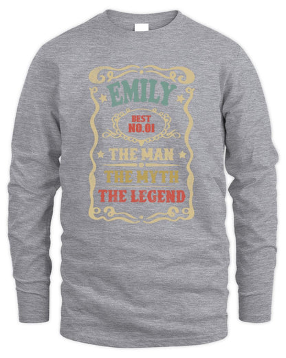 The Man The Myth The Legend Vintage Gold Wine Shirt EMILY M1-52 / Men's Long Sleeved T-Shirt / sport grey