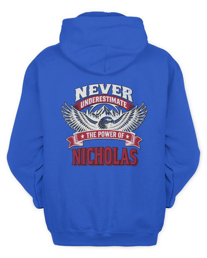 Never Underestimate Your Name Eagle Mountain Shirt NICHOLAS M1-61 / Unisex Hoodie / royal