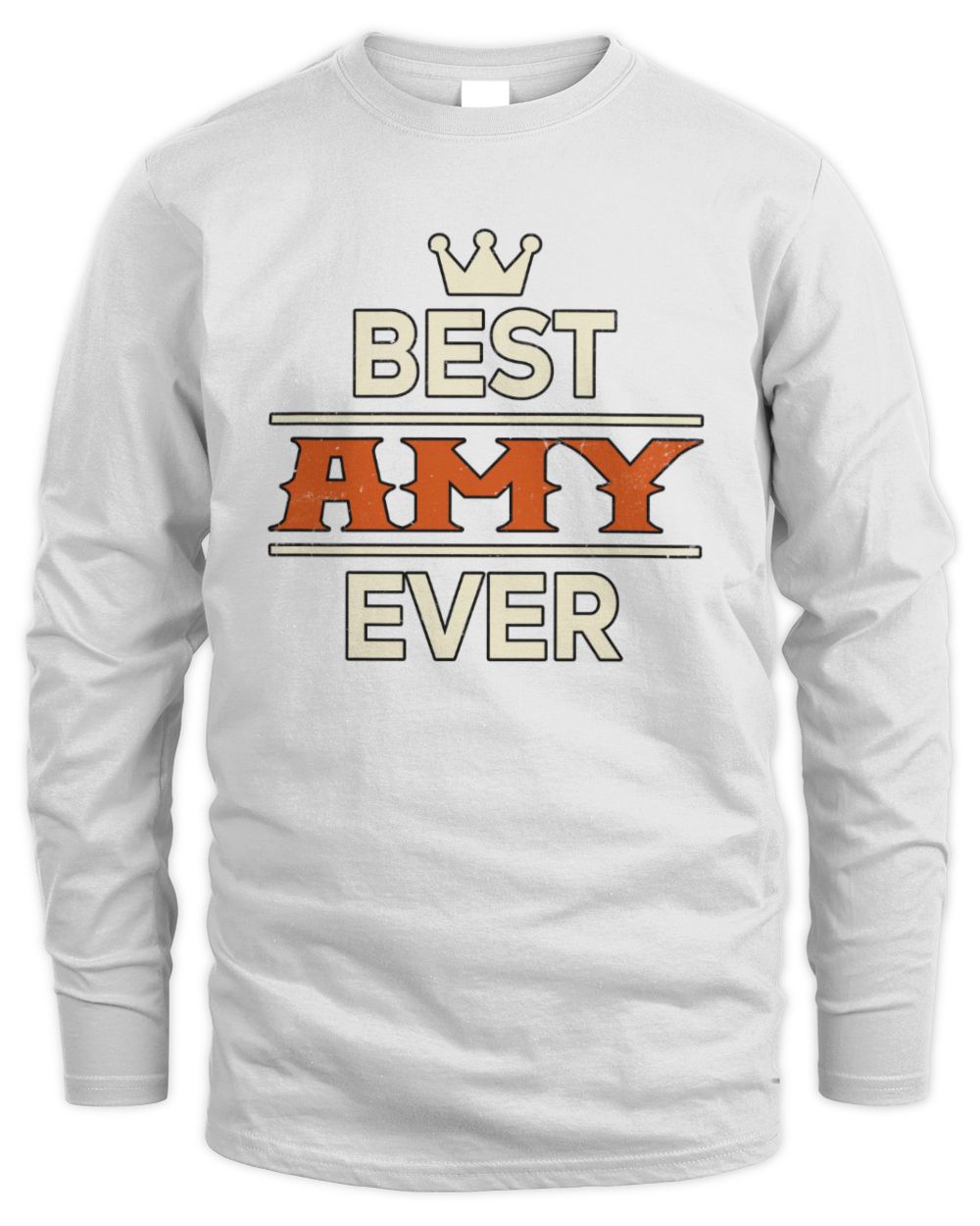 Best Your Name With Crown Shirt AMY M1-59 / Men's Long Sleeved T-Shirt / white
