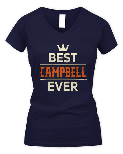Best Your Name With Crown Shirt CAMPBELL M1-59 / Women's V-Neck T-Shirt / navy