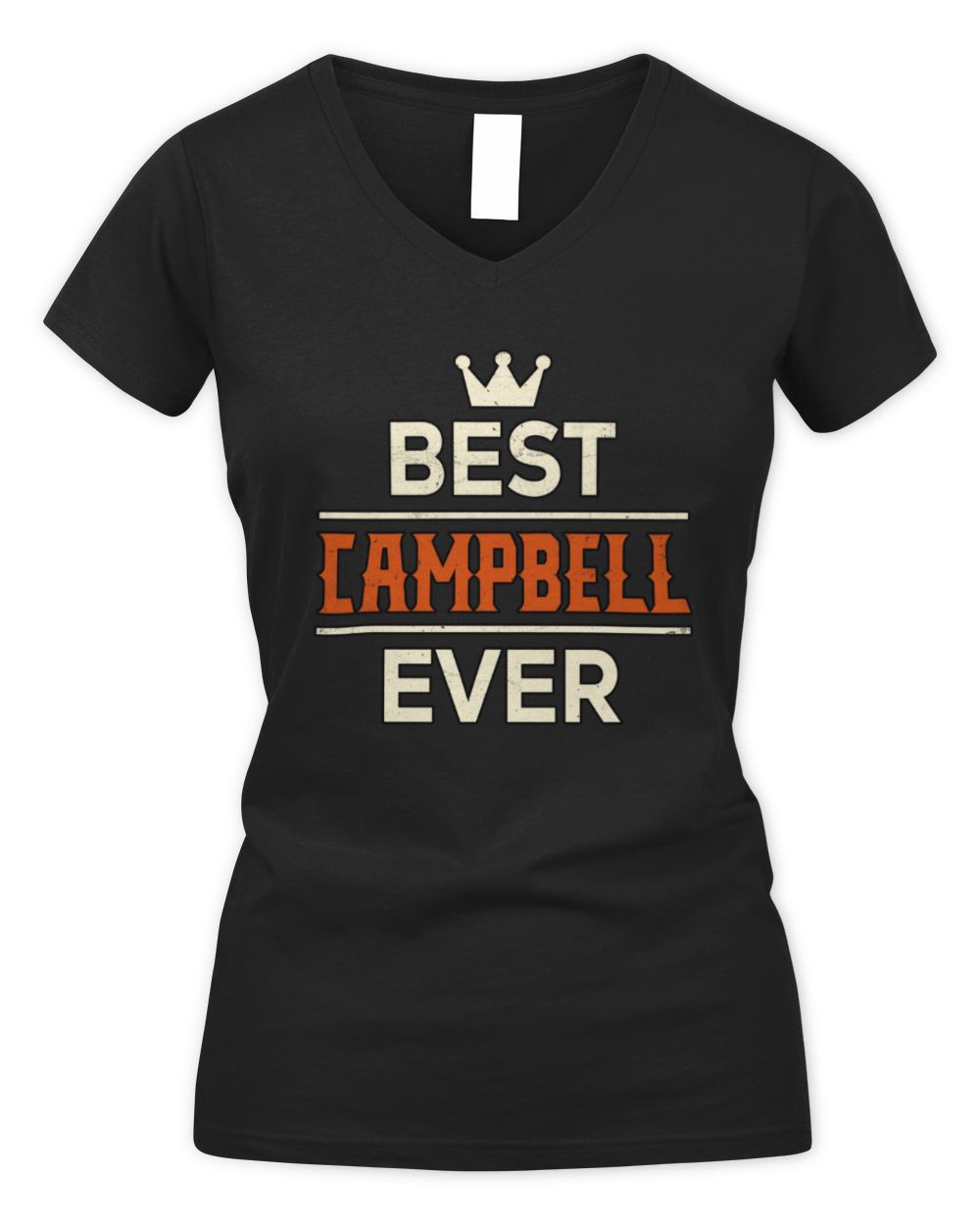 Best Your Name With Crown Shirt CAMPBELL M1-59 / Women's V-Neck T-Shirt / black