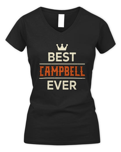 Best Your Name With Crown Shirt CAMPBELL M1-59 / Women's V-Neck T-Shirt / black