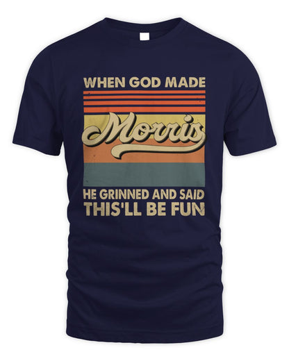 When God Made Your Name He Grinned Vintage T-Shirt MORRIS M1-55 / Unisex Standard T-Shirt / navy