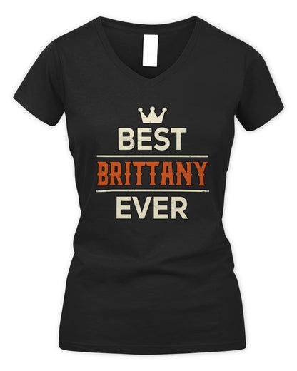 Best Your Name With Crown Shirt BRITTANY M1-59 / Women's V-Neck T-Shirt / black
