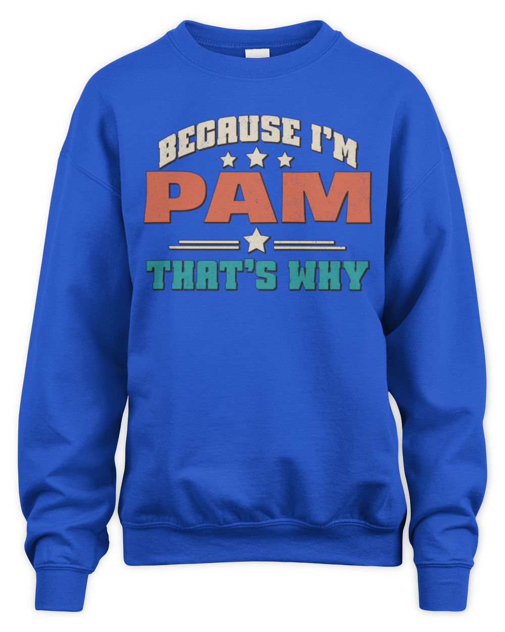 Because I'm Name That's Why Personalized Retro Shirt PAM-49 / Unisex Sweatshirt / royal