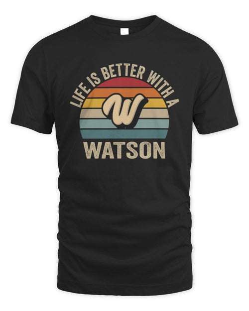 Life Is Better with Name Vintage Sun Shirt WATSON M1-50 / Unisex Standard T-Shirt / black