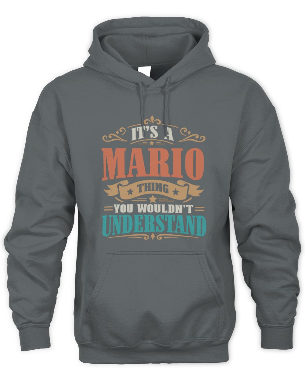 It’s a Name Thing Personalized Retro T-Shirt MARIO M1-47 / Unisex Hoodie / charcoal