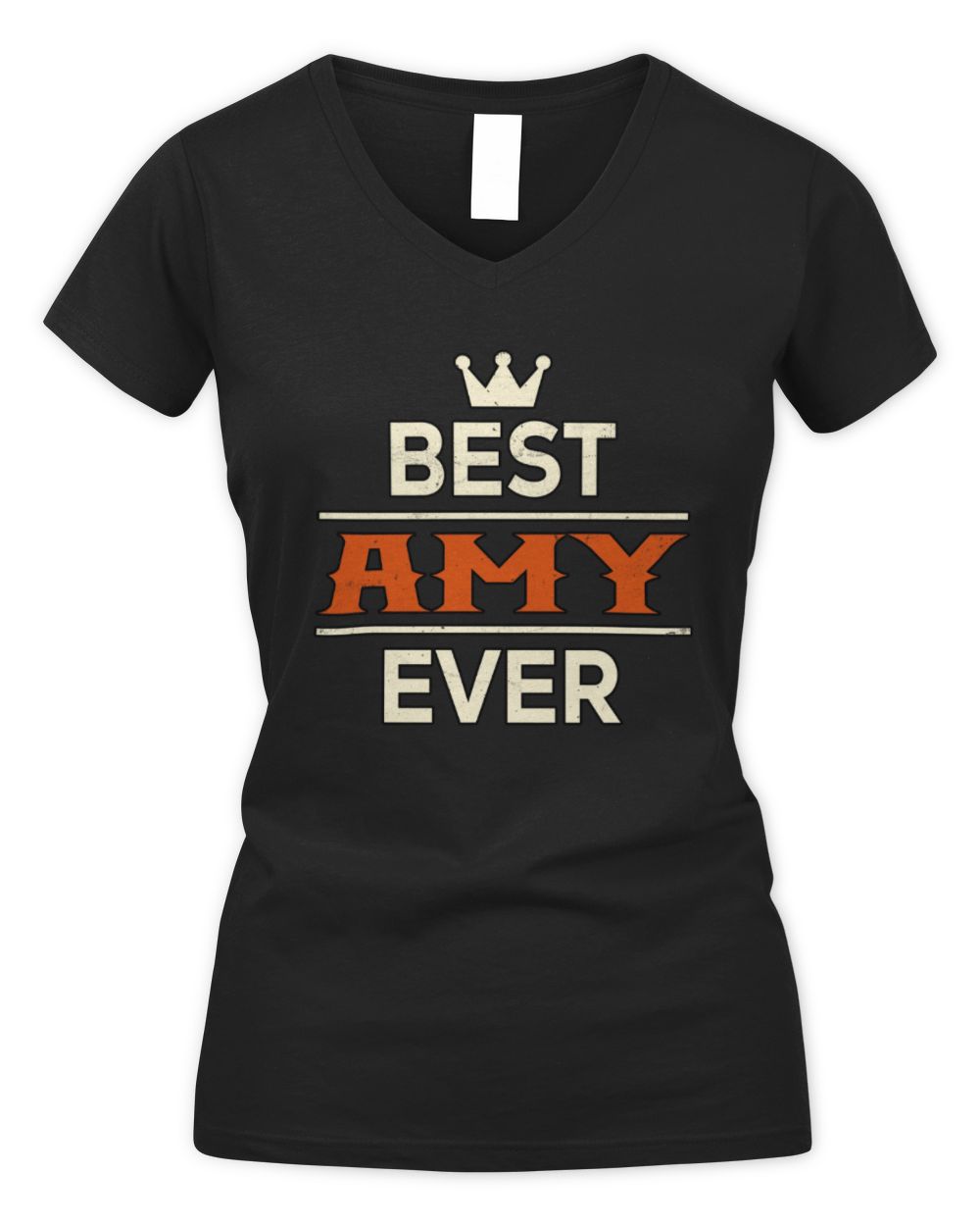 Best Your Name With Crown Shirt AMY M1-59 / Women's V-Neck T-Shirt / black