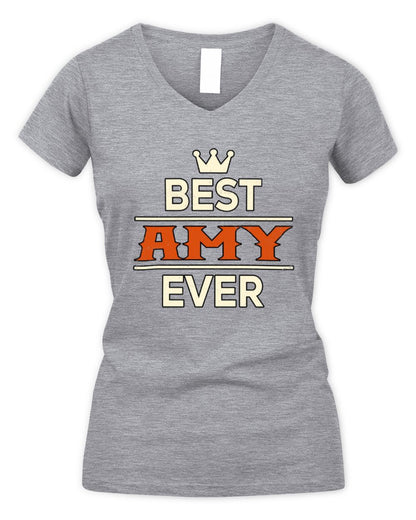 Best Your Name With Crown Shirt AMY M1-59 / Women's V-Neck T-Shirt / sport grey