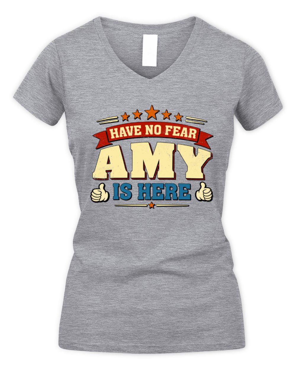 Have No Fear Your Name Is Here Cool Graphic T-Shirt AMY M1-71 / Women's V-Neck T-Shirt / sport grey