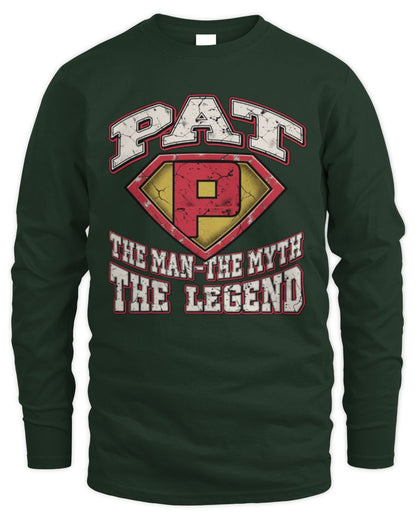 The Man The Myth The Legend Superman Graphic T-Shirt PAT M1-74 / Men's Long Sleeved T-Shirt / forest green