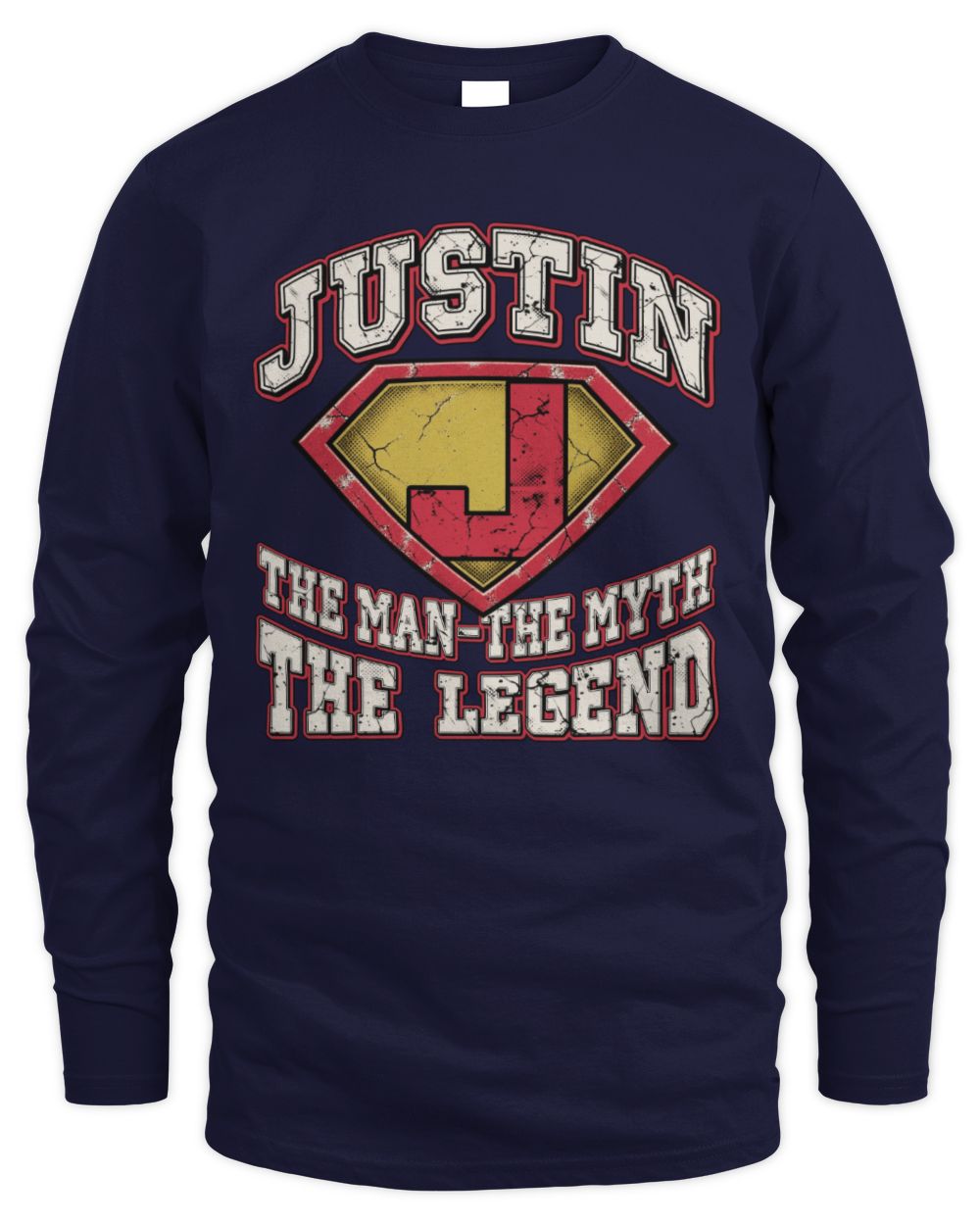 The Man The Myth The Legend Superman Graphic T-Shirt JUSTIN M1-74 / Men's Long Sleeved T-Shirt / navy