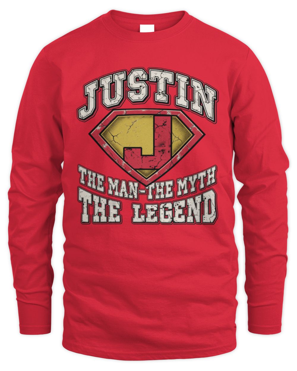 The Man The Myth The Legend Superman Graphic T-Shirt JUSTIN M1-74 / Men's Long Sleeved T-Shirt / red