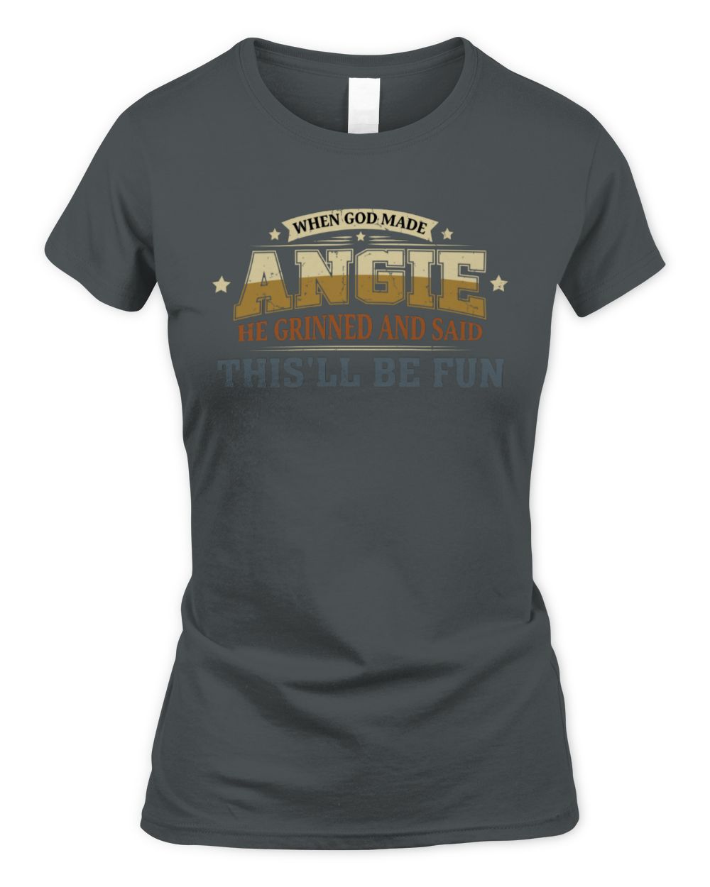 When God Made Your Name Funny Heritage T-Shirt ANGIE M1-80 / Women's Standard T-Shirt / charcoal