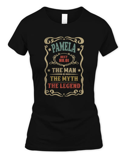 The Man The Myth The Legend Vintage Gold Wine Shirt PAMELA M1-52 / Women's Standard T-Shirt / black