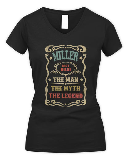 The Man The Myth The Legend Vintage Gold Wine Shirt MILLER M1-52 / Women's V-Neck T-Shirt / black