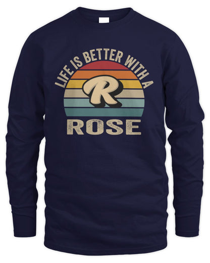 Life Is Better with Name Vintage Sun Shirt ROSE M1-50 / Men's Long Sleeved T-Shirt / navy