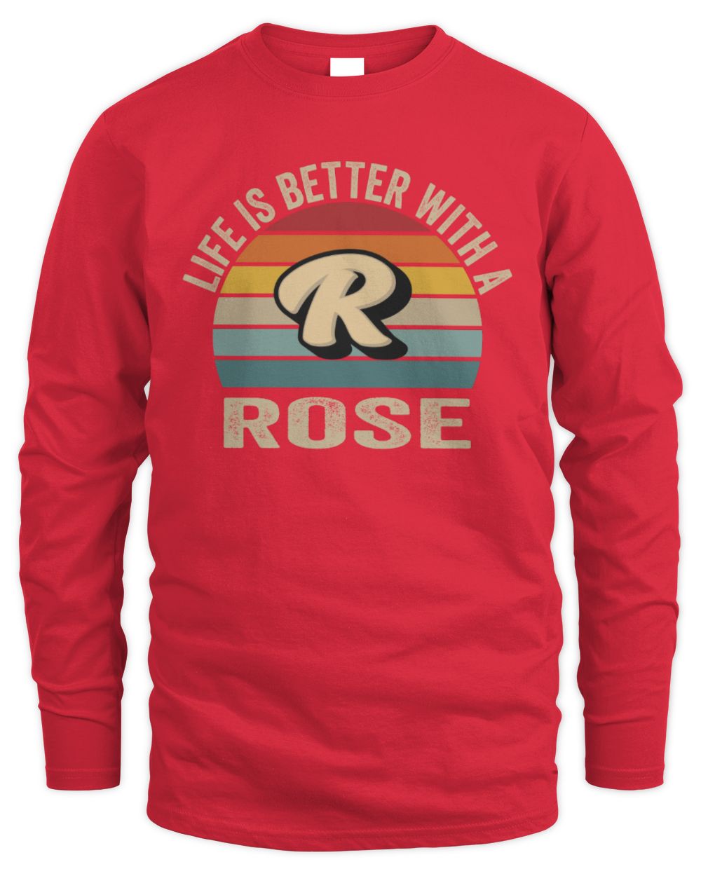 Life Is Better with Name Vintage Sun Shirt ROSE M1-50 / Men's Long Sleeved T-Shirt / red