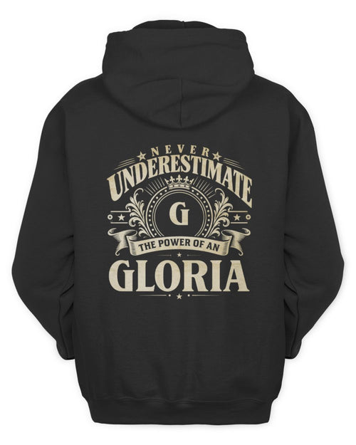 Never Underestimate Your Name Luxury Logo Shirt GLORIA M1-63 / Unisex Hoodie / black