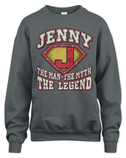The Man The Myth The Legend Superman Graphic T-Shirt JENNY M1-74 / Unisex Sweatshirt / charcoal