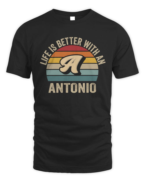 Life Is Better with Name Vintage Sun Shirt ANTONIO M1-50 / Unisex Standard T-Shirt / black
