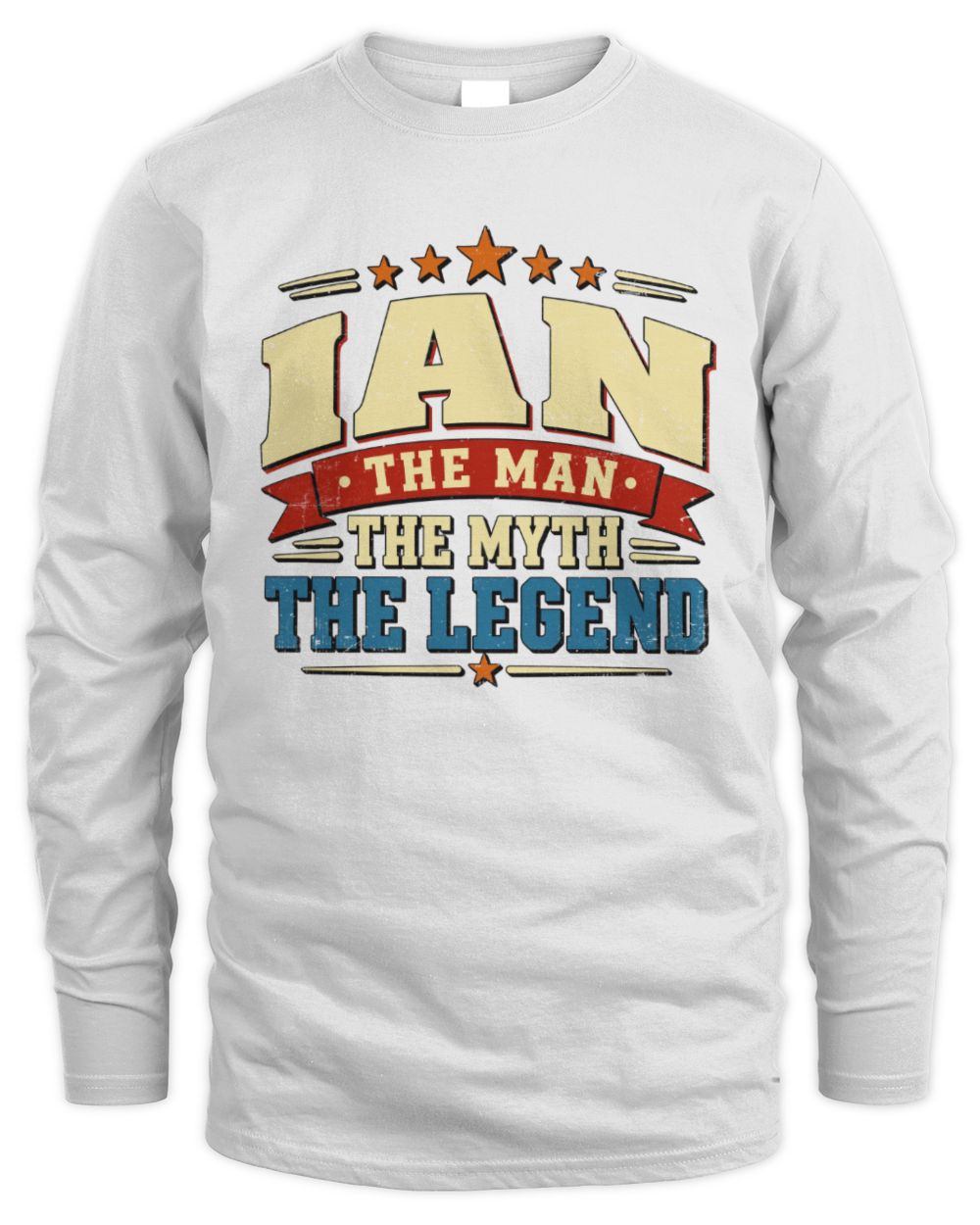 The Man The Myth The Legend Ribbon Vintage T-Shirt IAN M1-56 / Men's Long Sleeved T-Shirt / white