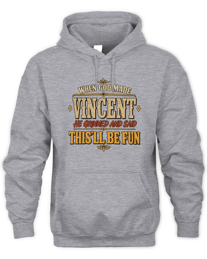When God Made Your Name Funny Western T-Shirt VINCENT M1-81 / Unisex Hoodie / sport grey