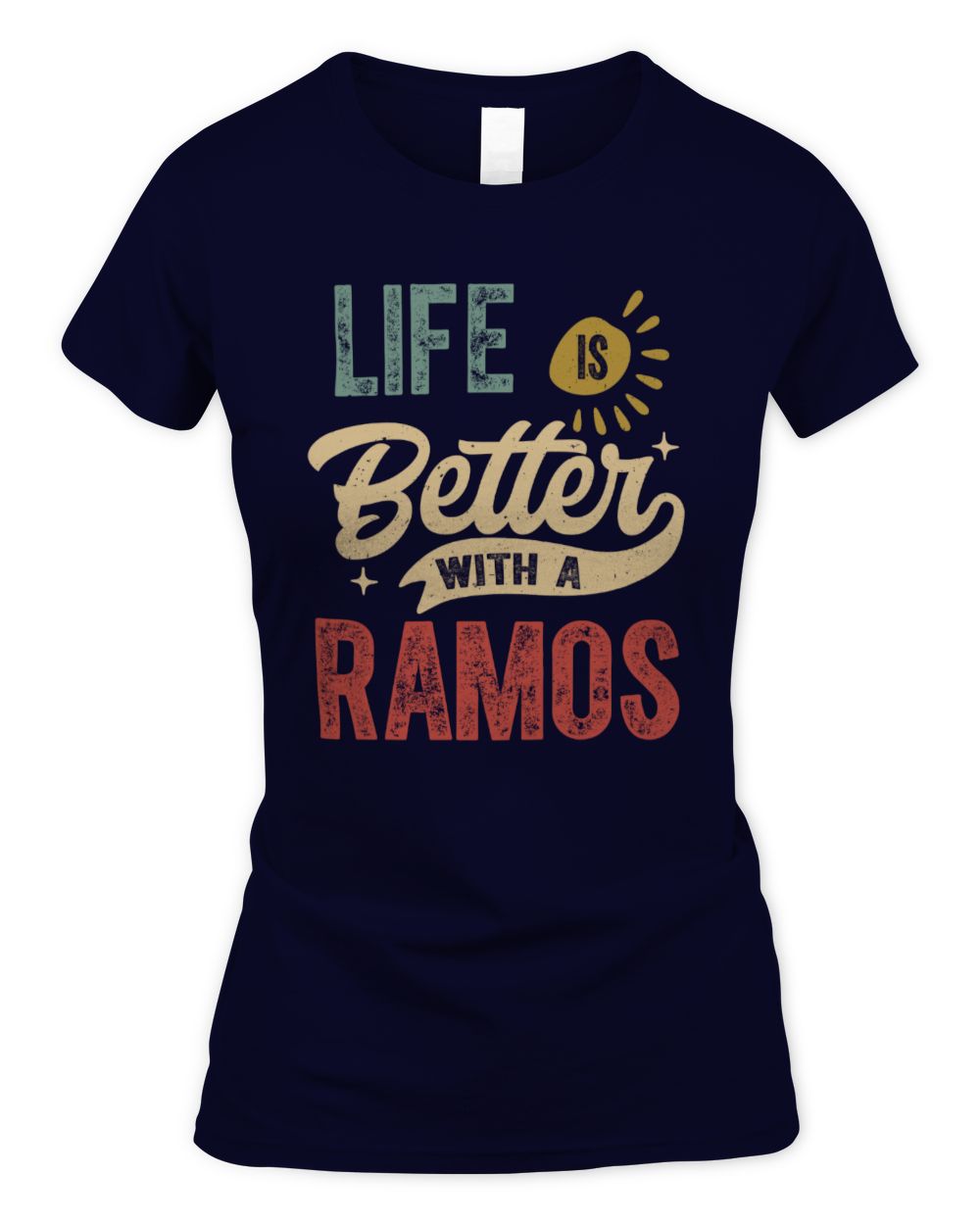Life Is Better With a Name Personalized Retro T-Shirt RAMOS-48 / Women's Standard T-Shirt / navy