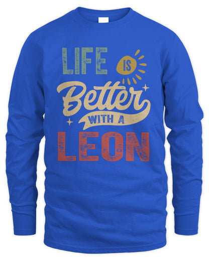 Life Is Better With a Name Personalized Retro T-Shirt LEON-48 / Men's Long Sleeved T-Shirt / royal